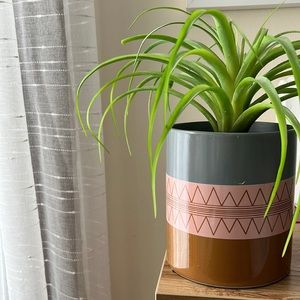 Vase with fake plant.